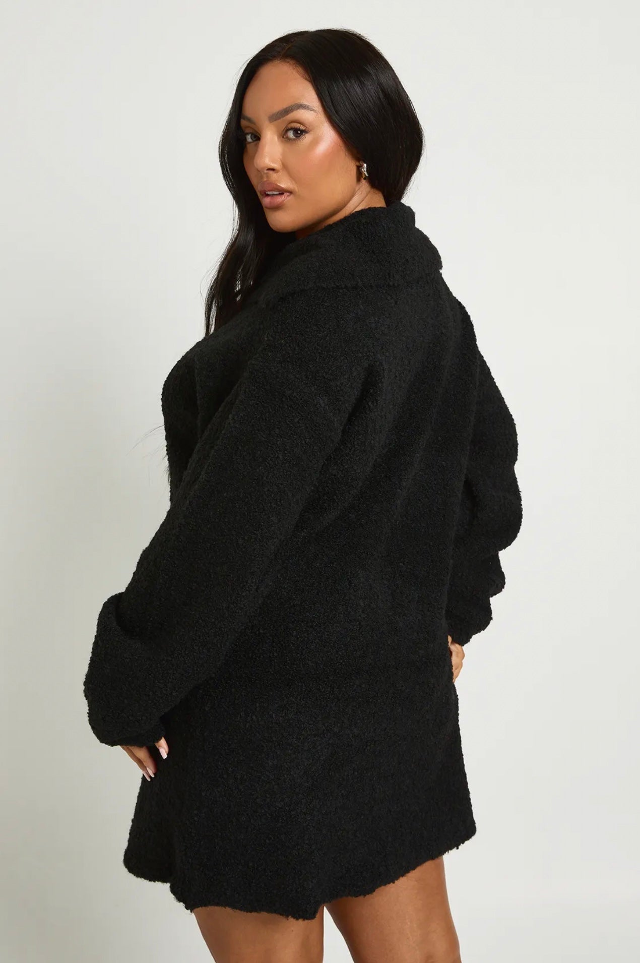 Black Bouclé Sweater Dress