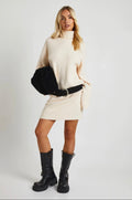 Cream Oversized Turtleneck Sweater Dress
