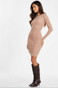 Camel Textured Knit Mini Dress