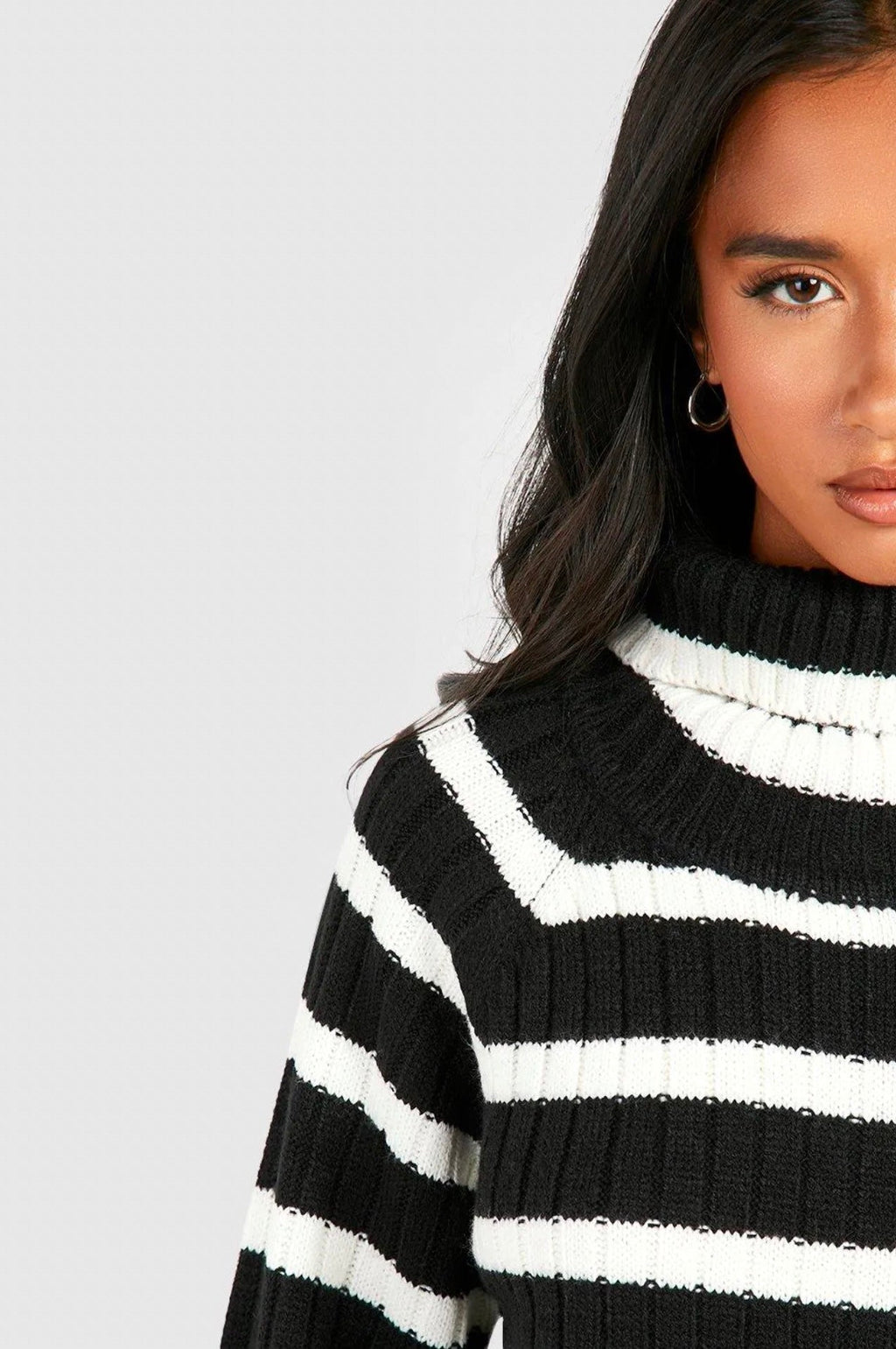 Ribbed Striped Knit Mini Dress