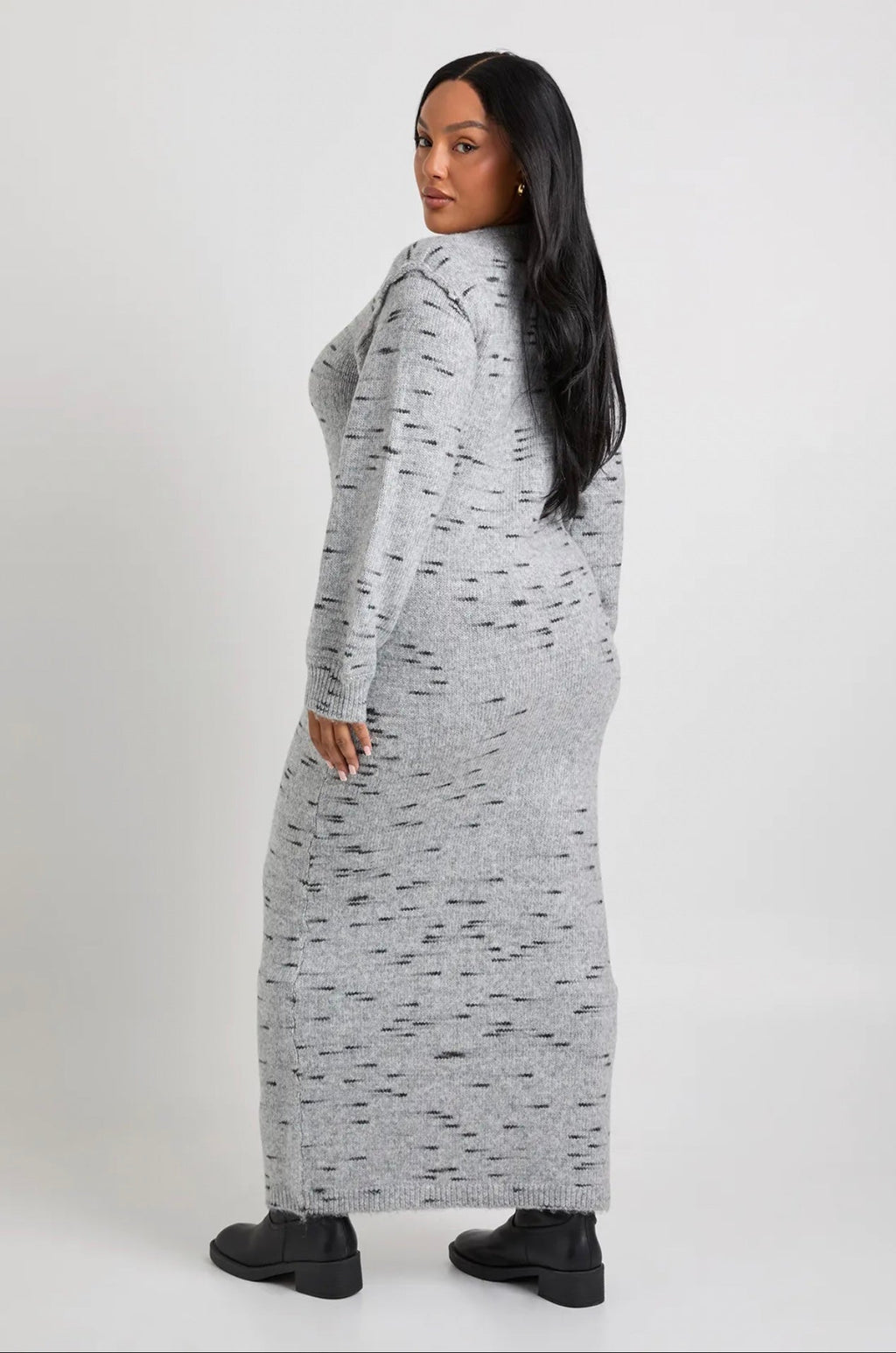 Speckled Grey Knit Maxi Dress