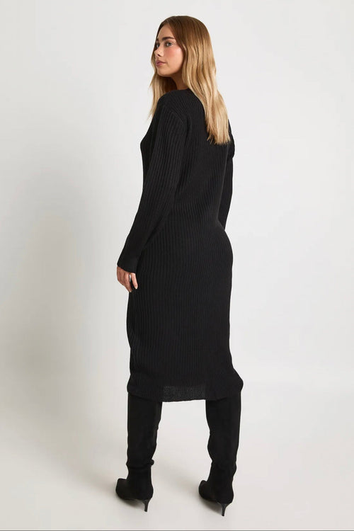 Black Button-Up Ribbed Sweater