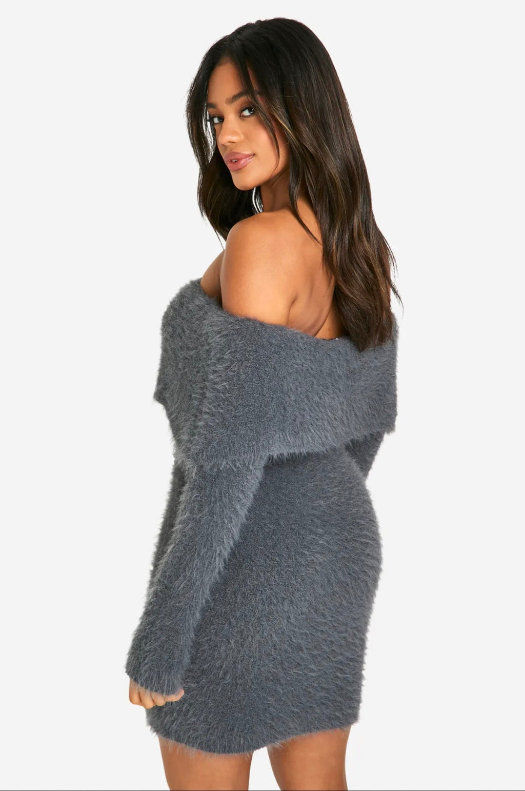 Fluffy Knit Mini Dress