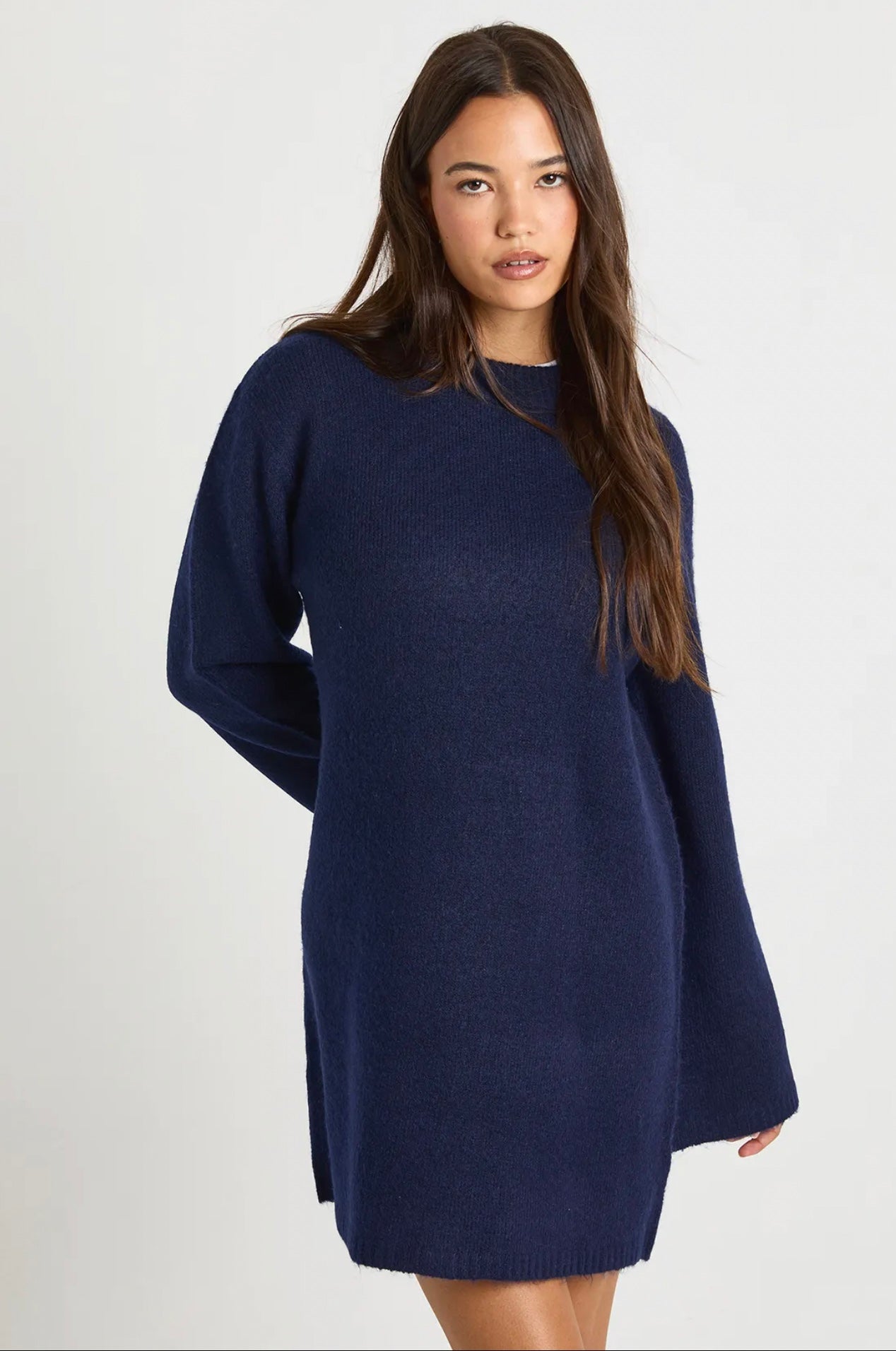 Navy Soft Mini Sweater Dress