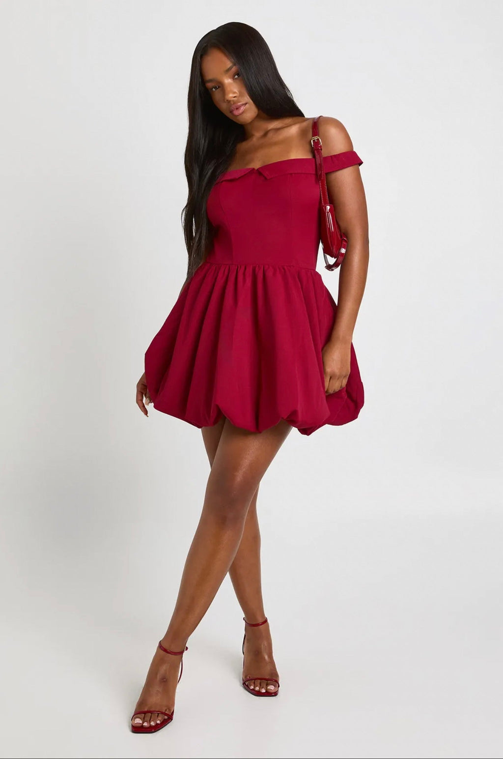 Crimson Bubble Mini Dress