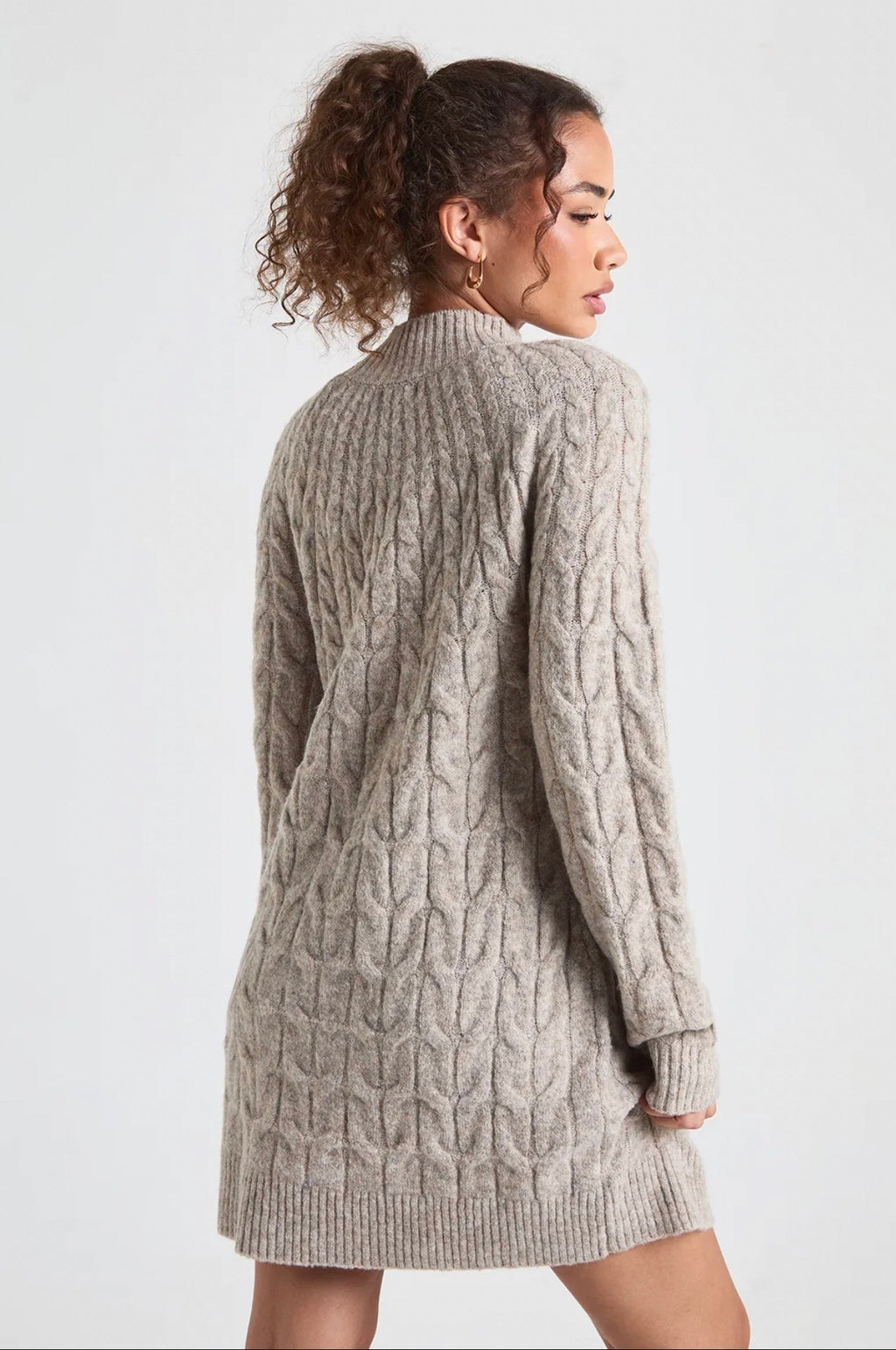 Stone Cable Knit Sweater Dress