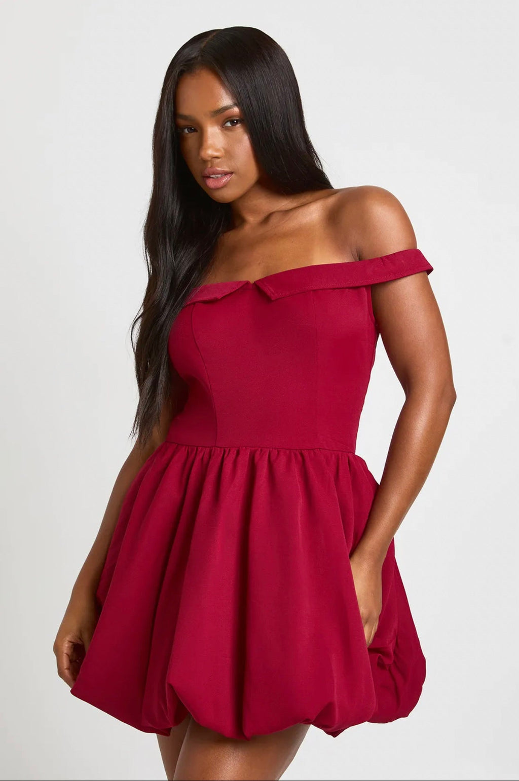Crimson Bubble Mini Dress