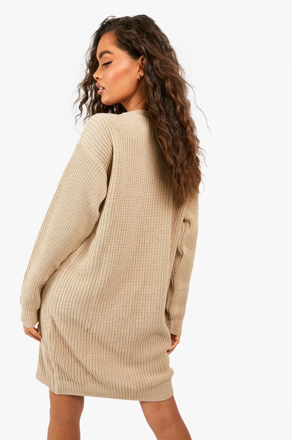Waffle Knit Mini Sweater Dress