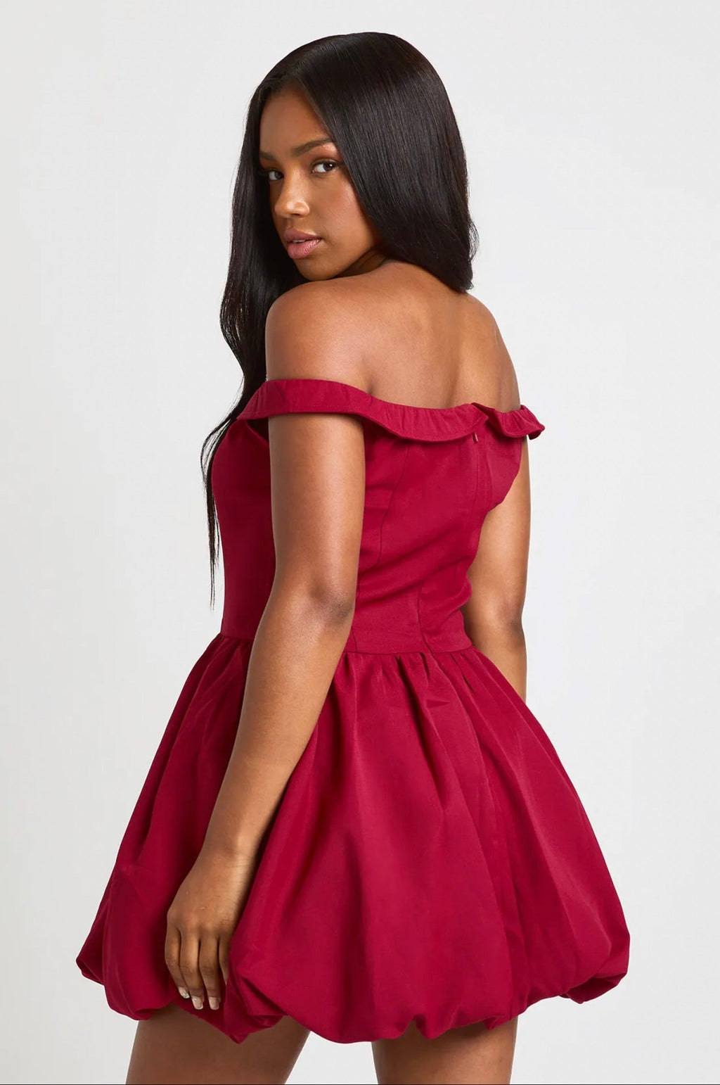 Crimson Bubble Mini Dress