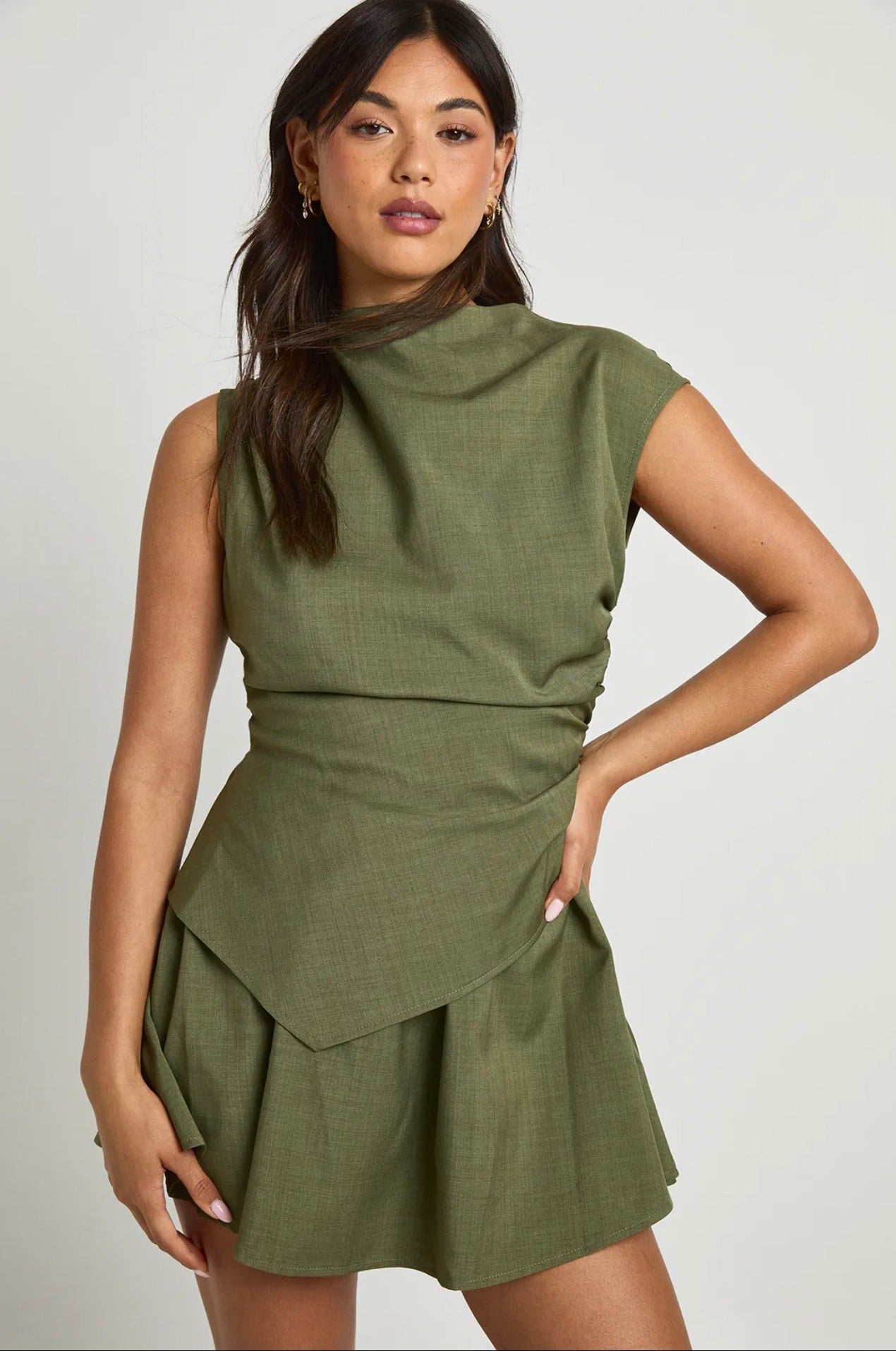 Olive Structured Mini Dress