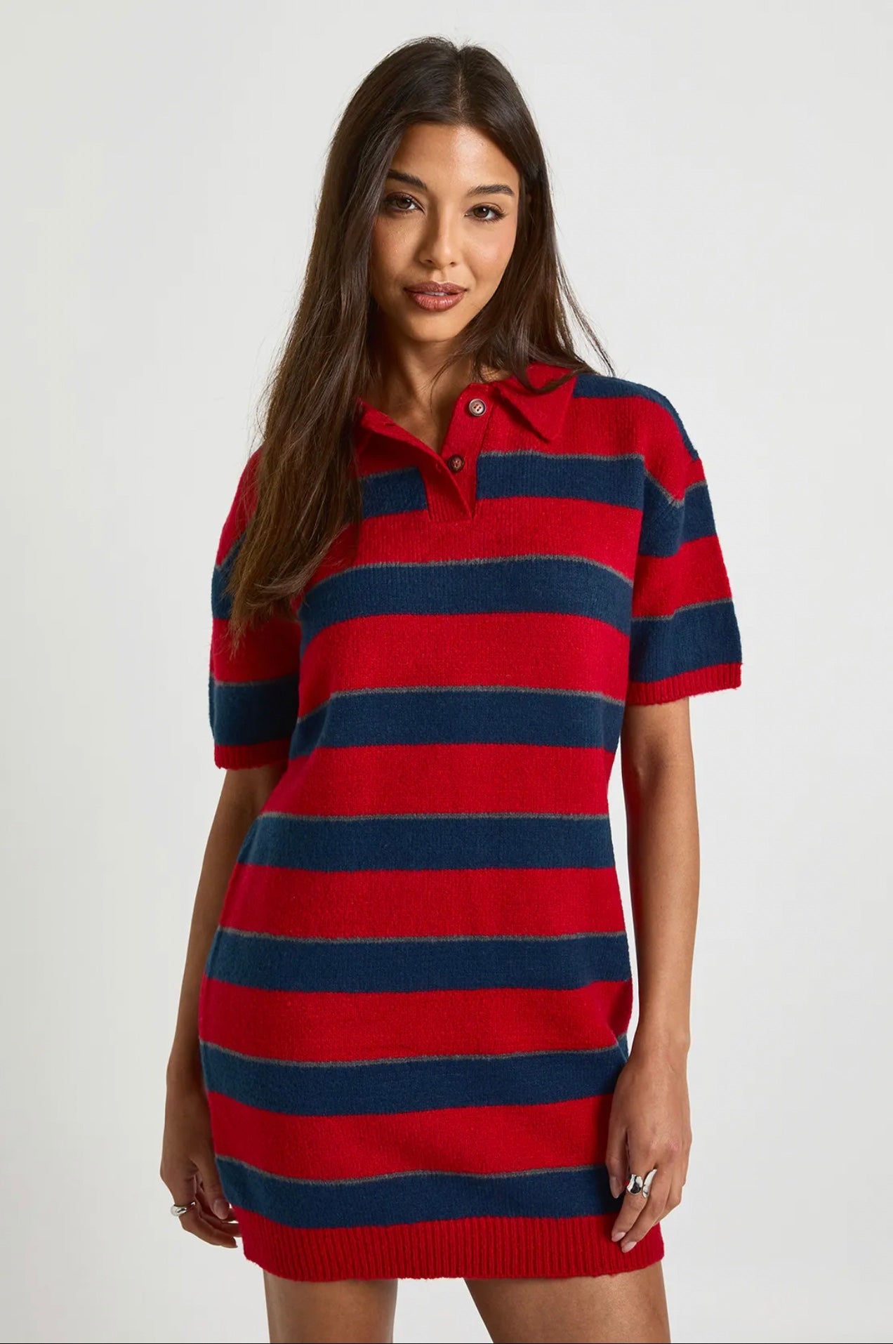 Striped Polo Sweater Dress
