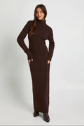 Chocolate Turtleneck Maxi Dress