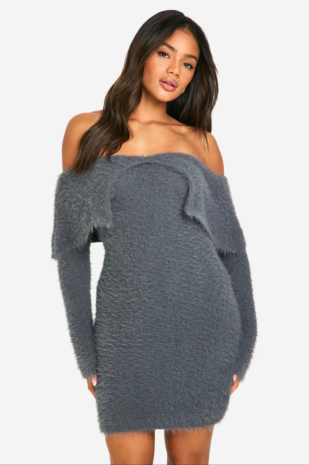 Fluffy Knit Mini Dress